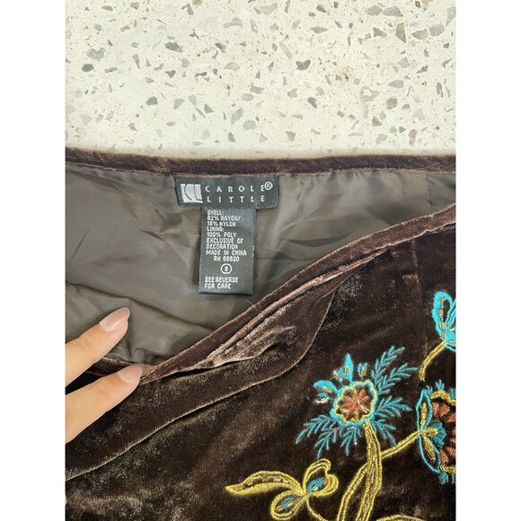 Vtg Fairy Women 8 Brown Velvet Embroidered Whimsygoth Whimsical Grunge Gypsy Y2K - Picture 5 of 9